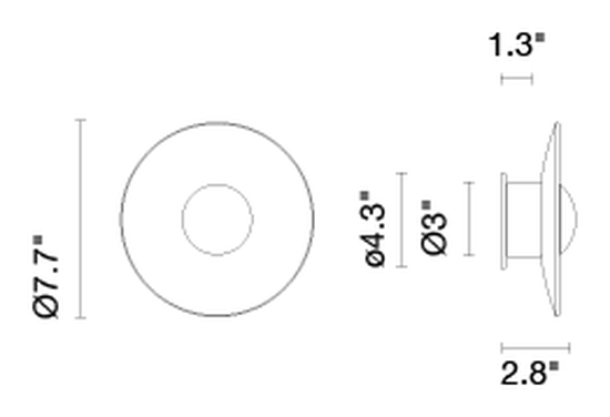 LED-Ginger Wall Lamp 20C–60C by Marset, size drawing: LED-Ginger 20