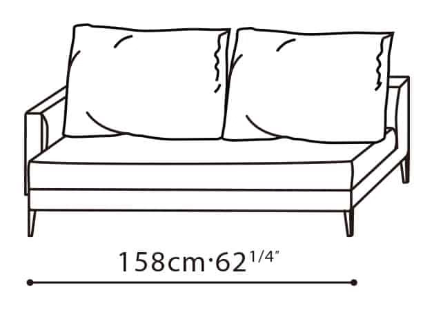 Notting Sofa by Camerich, size drawing: C01D0107