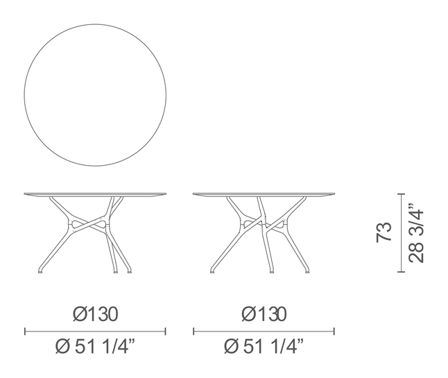 Branch Table by Cappellini, size drawing: BR_1
