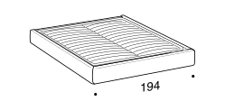 Otello Bed by Ditre Italia, size drawing: Bed base for 180x200 cm mattress