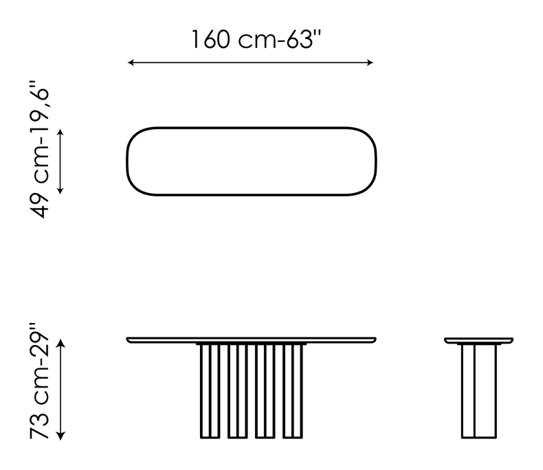 Geometric Console Table by Bonaldo, size drawing 2