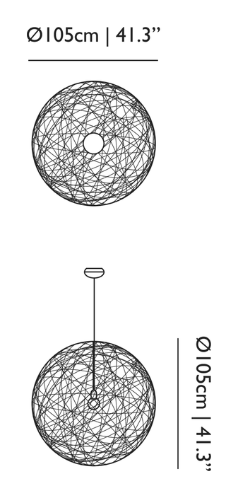Random Light II Pendant by Moooi, size drawing: large