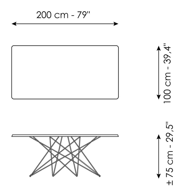 Octa Extendable Dining Table by Bonaldo, size drawing 1