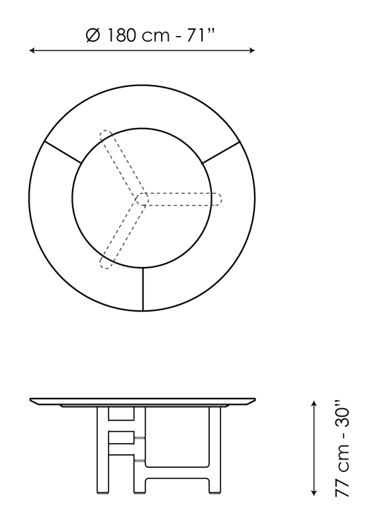 Pivot ST Dining Table by Bonaldo, size drawing 2