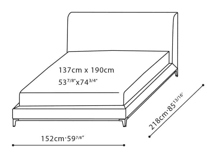 Crescent Bed by Camerich, size drawing: C03J0410 Full
