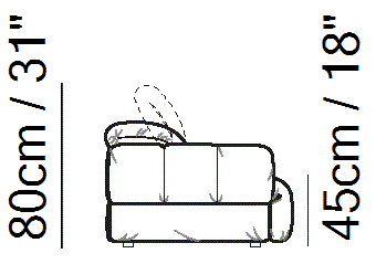 Dwell Sectional by Natuzzi Italia, size drawing
