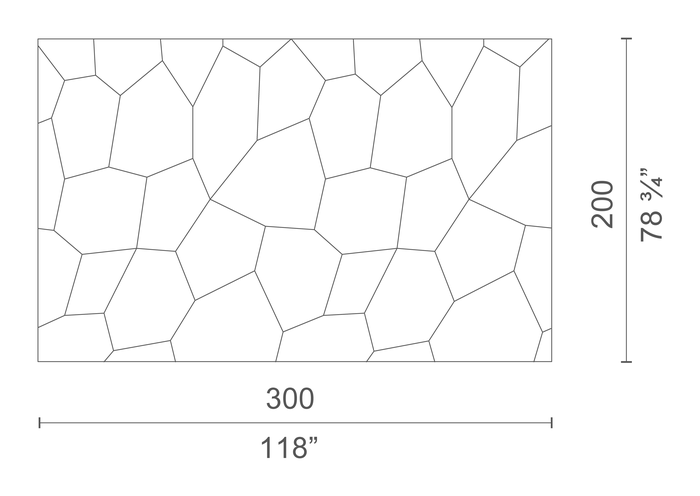 Camouflage Rug by Cappellini, size drawing