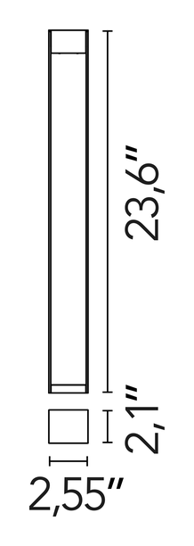 Klein Pro Bollard Light by Flos, size drawing: Klein Pro H 600 mm