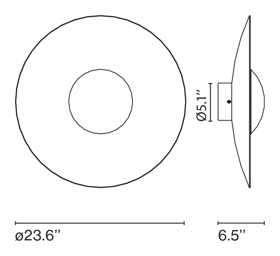Ginger Ceiling Lamp Outdoor by Marset, size drawing: Ginger 60