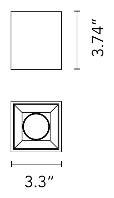 Kap 80 Surface JA8 Downlight by Flos, size drawing: Kap 80 Surface Square
