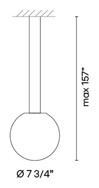 Circus Solo Ceiling and Pendant Lamps by Vibia, size drawing: Model 0185