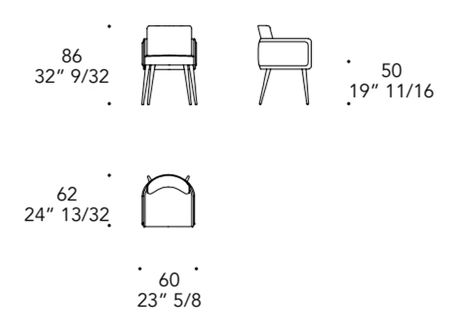 Amet Sedia Dining Chair by Reflex, size drawing