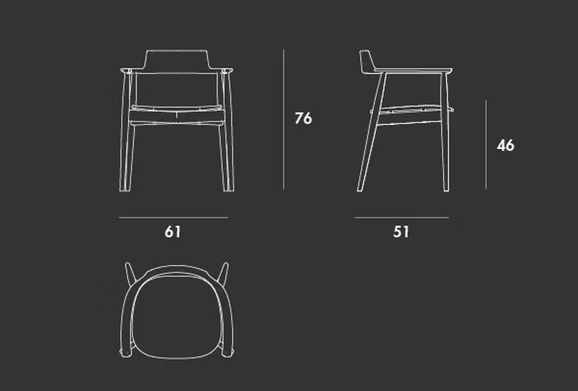 Xenial Chair by Sovet, size drawing