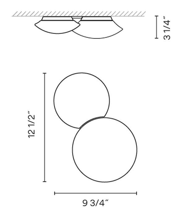 Puck Wall and Ceiling Light by Vibia, size drawing: Model 5425