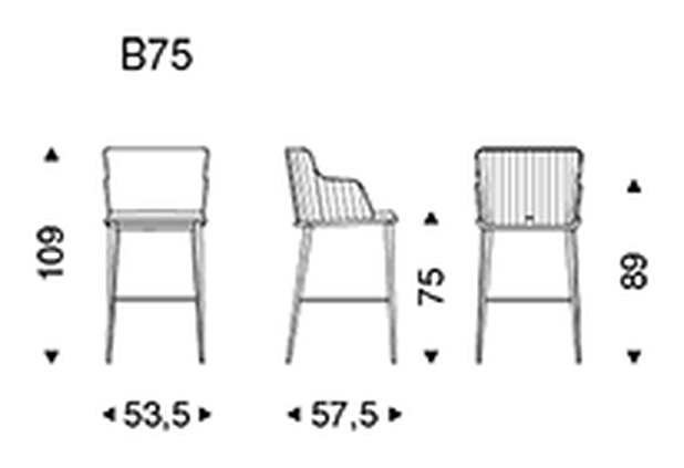 Magda ML Barré Stool by Cattelan Italia, size drawing 3