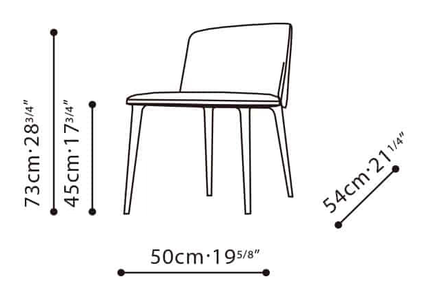 Ballet Chair by Camerich, size drawing: C02F0303