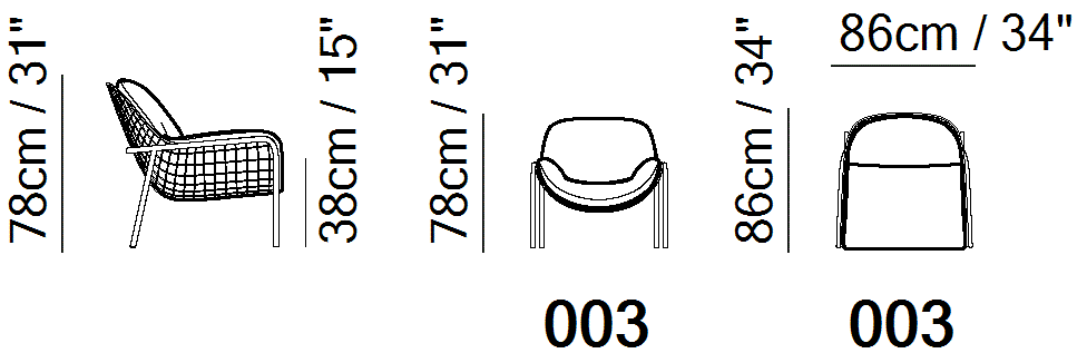 Lave Armchair by Natuzzi Italia, size drawing