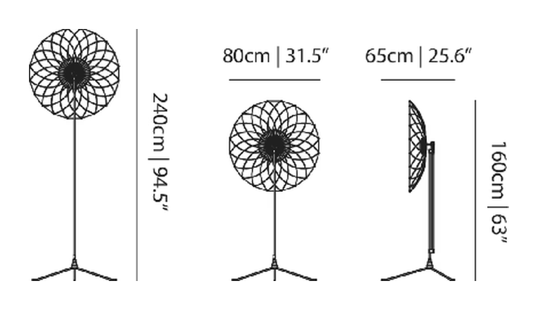 Filigree Floor Lamp by Moooi, size drawing