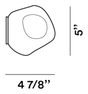 Hoba Wall Lamp by Foscarini, size drawing: Hoba Piccola