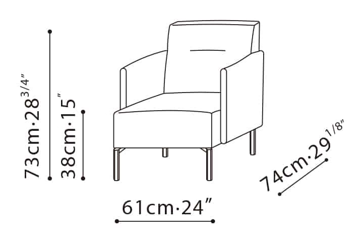 Ease Sofa by Camerich, size drawing: C02C0303