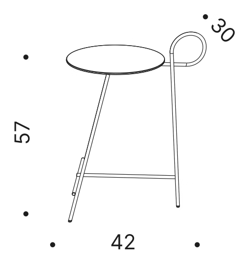 Carmina Big Side Table by Driade, size drawing