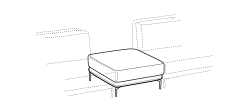 Krisby Sofa by Ditre Italia, size drawing: Central element base