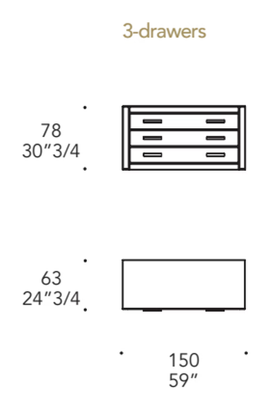 Avantgarde Comò Dresser by Reflex, size drawing