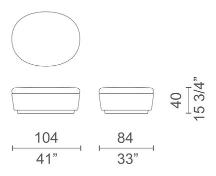 Orla Sofa by Cappellini, size drawing: ORL7