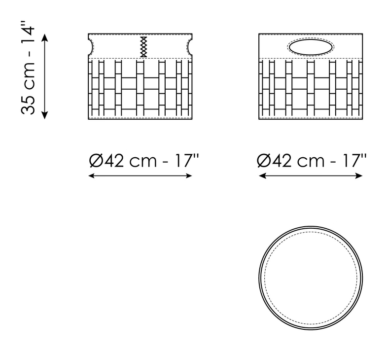 Roger Storage Basket by Bonaldo, size drawing