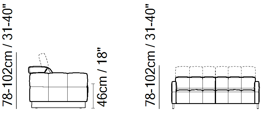 Philo Sectional by Natuzzi Italia, size drawing