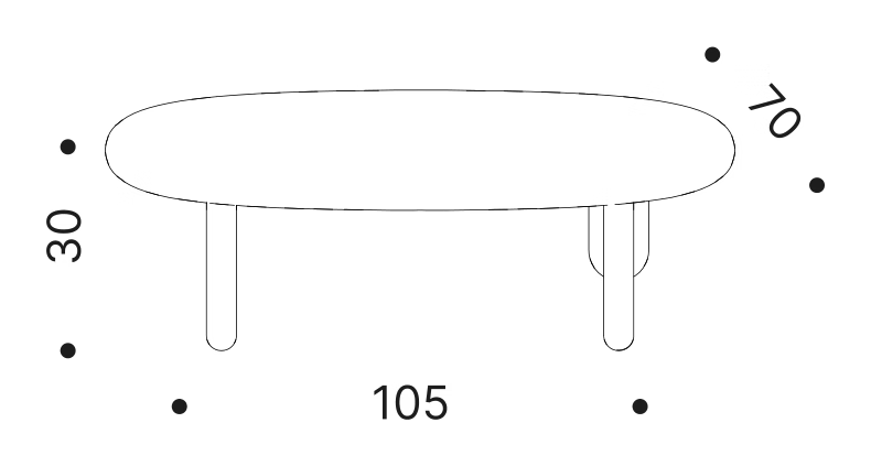 Tottori Small Table 78 by Driade, size drawing