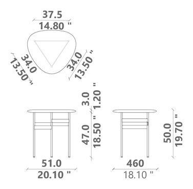 Mick Coffee Table by Talenti, size drawing: S