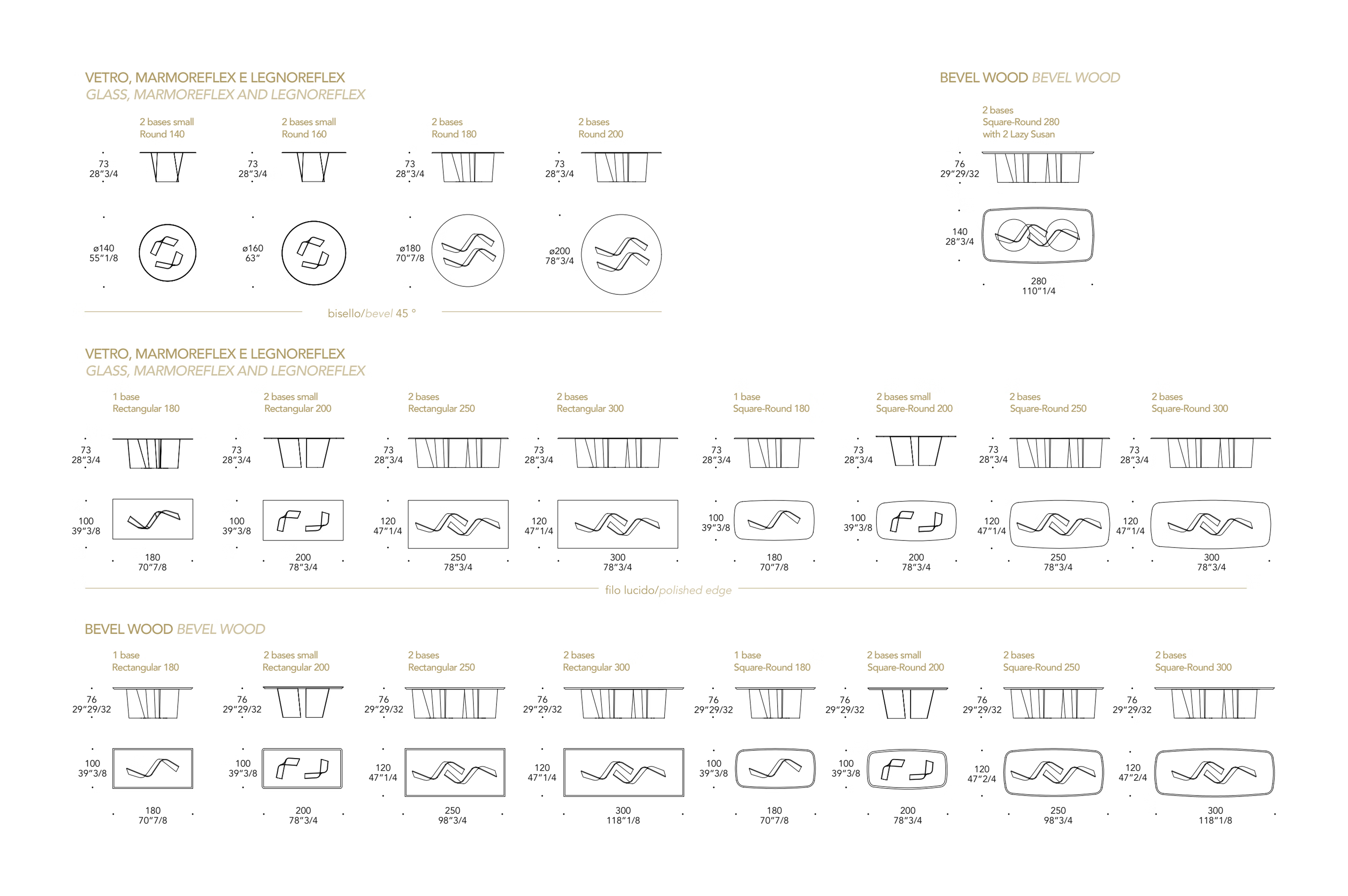 Esse 72 Dining Table by Reflex, size drawing