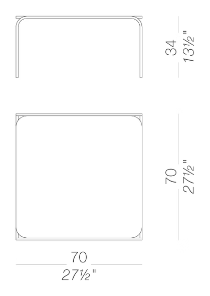 Toè T57 Side Table by LaPalma, size drawing