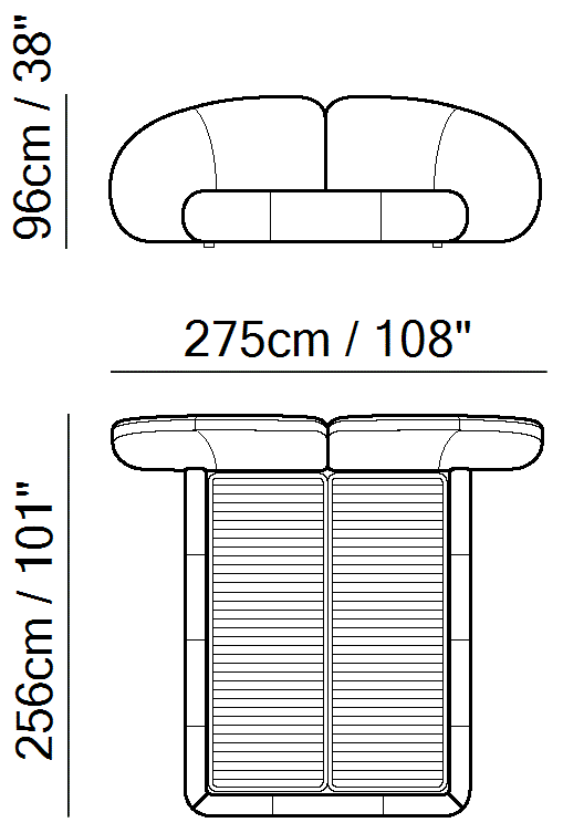 Memoria Bed by Natuzzi Italia: Bed with split mesh electric 152X203, outline drawing with sizes