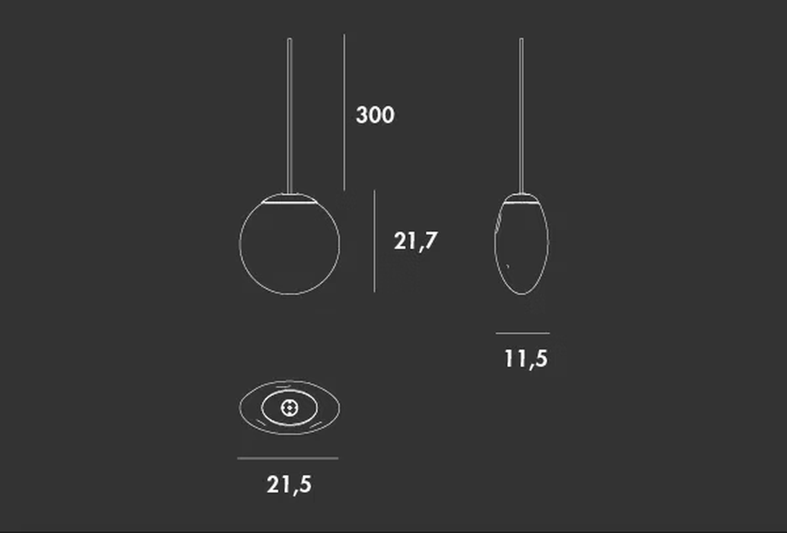 Sphera Pendant Lamp by Sovet, size drawing: Lamp