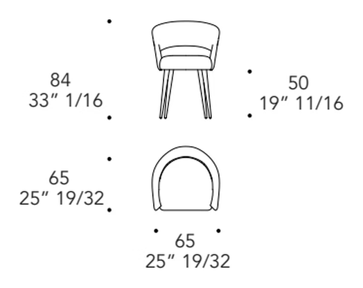 Doge Sedia Dining Chair by Reflex, size drawing