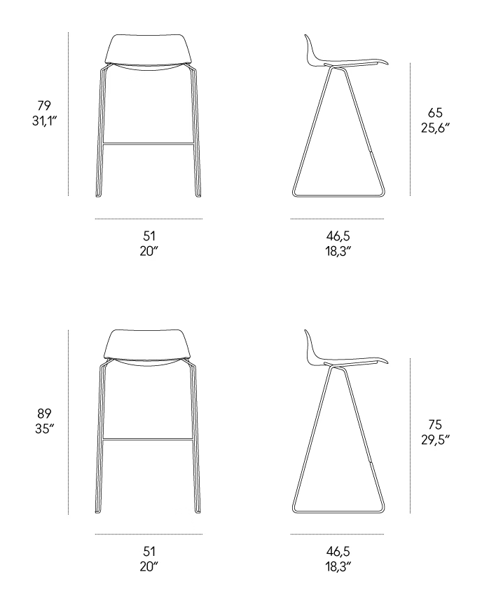 Pressious Stool by Casamania, size drawing