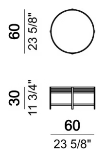 Ula Coffee Table by Arketipo, size drawing 1