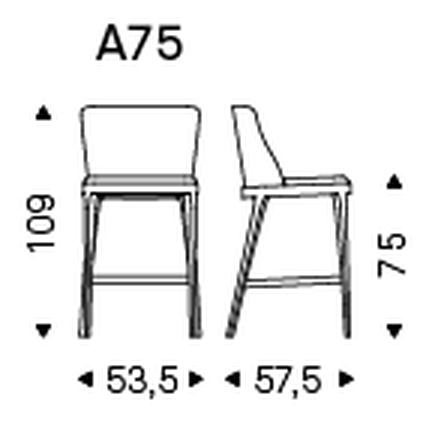 Magda Stool by Cattelan Italia, size drawing 1