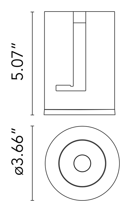 Light Shadow Pro Ø90 Non IC Downlight by Flos, size drawing: Light Shadow Pro Ø 90 Fixed