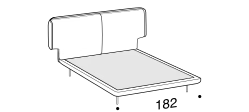 Skin Bed by Ditre Italia, size drawing: Double size bed for 180x200 cm mattress