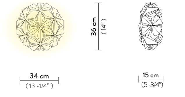 La Vie Ceiling/Wall Lamp by Slamp, size drawing: La Vie Ceiling/Wall Mini