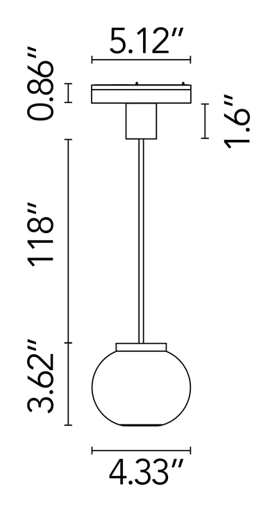 Mini Glo-Ball S Track Module by Flos, size drawing
