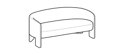 Cali Sofa by Ditre Italia, size drawing: 2-seat sofa