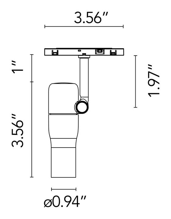 Atom 90 Spotlight, Glowing Track by Flos, size drawing 2