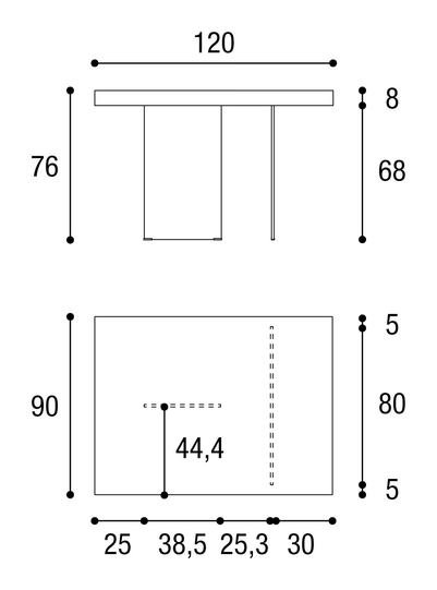 Air Table by Lago, size drawing: 2170G · 2170L · 2170W · 2170X