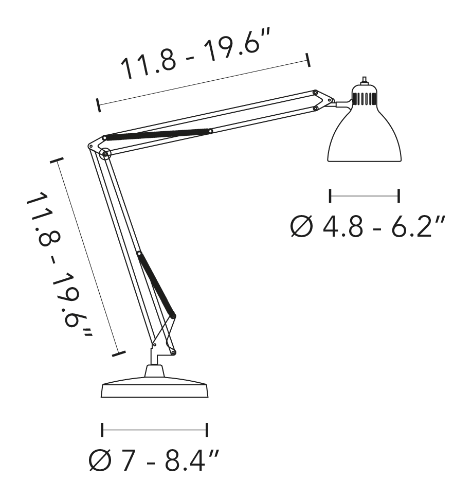 Naska Table Lamp by Fontana Arte, size drawing