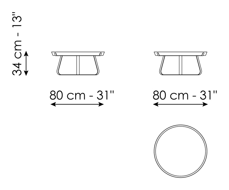 Frinfri Coffee Table by Bonaldo, size drawing: Frinfri low