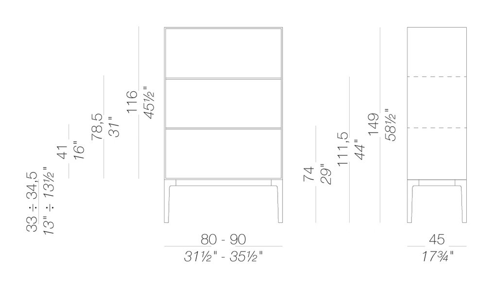 Add S High Storage Unit by LaPalma, size drawing